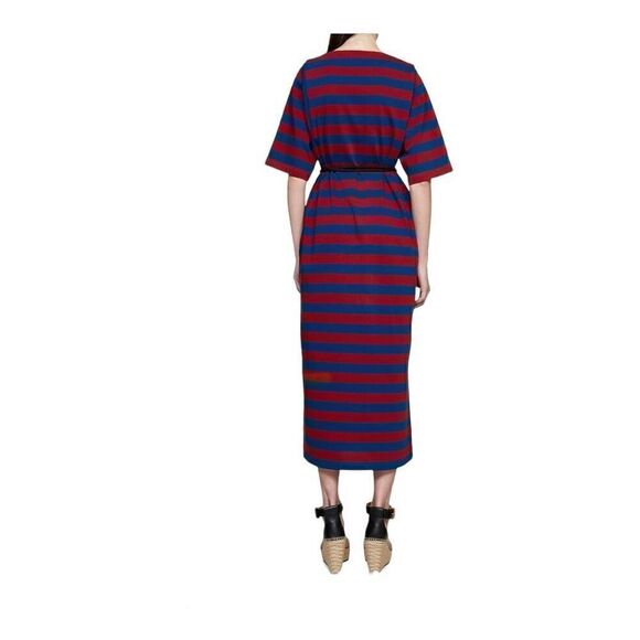 Tory Burch Blue and Red Striped Cotton Maxi Dress Size Medium - Picture 7 of 14